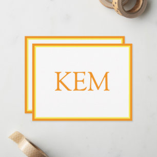 Modern Minimal Orange Monogram Note Card
