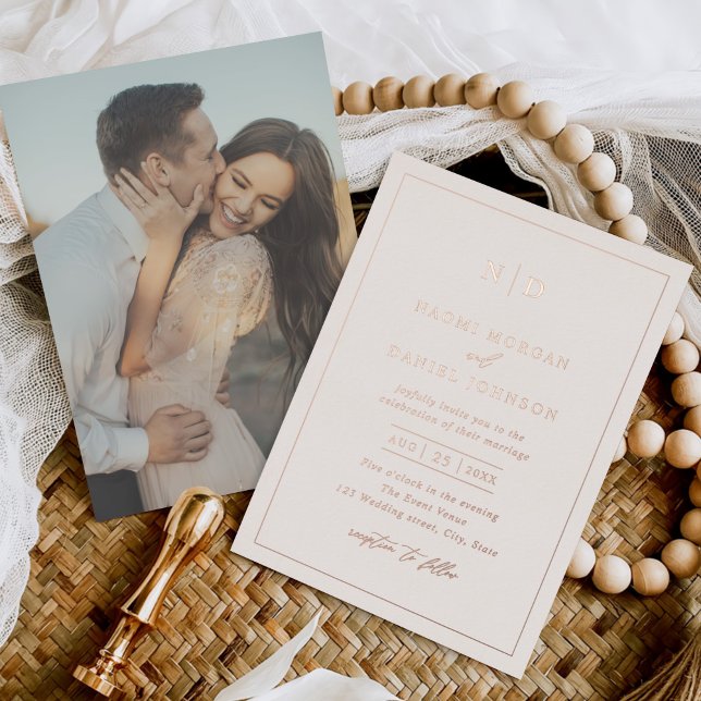 Modern Minimal Overlay Photo Wedding Foil Invitation (Creator Uploaded)