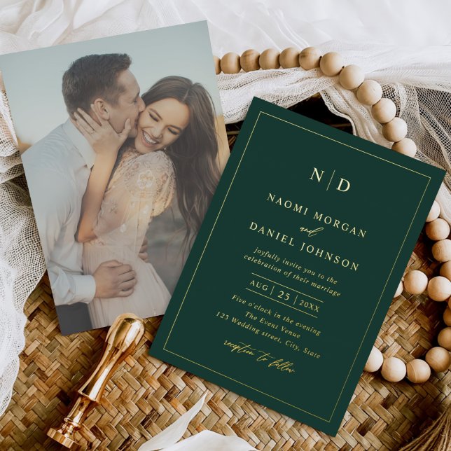 Modern Minimal Overlay Photo Wedding Foil Invitation (Creator Uploaded)