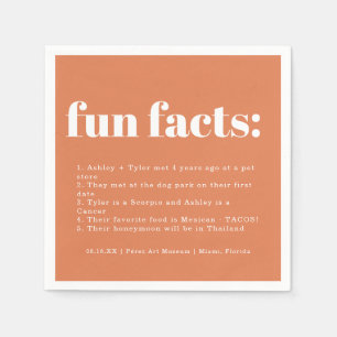 Modern Minimal Papaya Color Swatch Fun Facts Napkins