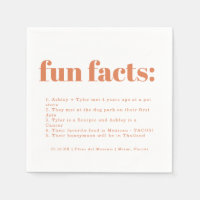 Modern Minimal Papaya | Fun Facts Wedding Napkins