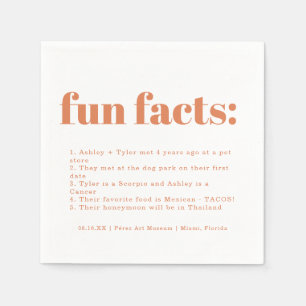 Modern Minimal Papaya   Fun Facts Wedding Napkins