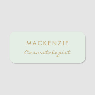 Modern Minimal Pastel Green Professional Employee Name Tag