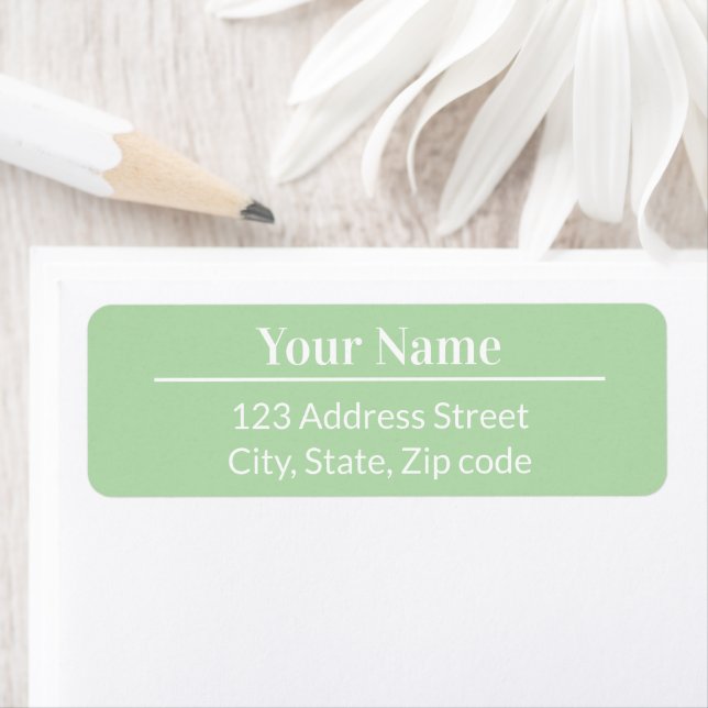 Modern Minimal Pastel Light Green Name Address Label (Insitu)