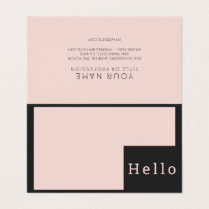 Modern Minimal Pastel Pink & Black Hello Business Business Card
