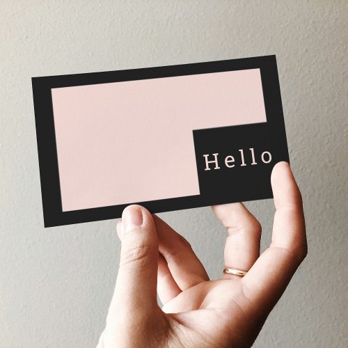 Modern Minimal Pastel Pink  Black Hello Business Business Card