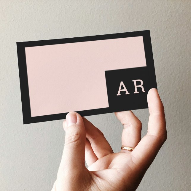 Modern Minimal Pastel Pink & Black Hello Business Card (Creator Uploaded)