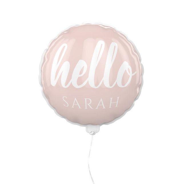 Modern Minimal Pastel Pink Hello And You Name Balloon (Creator Uploaded)