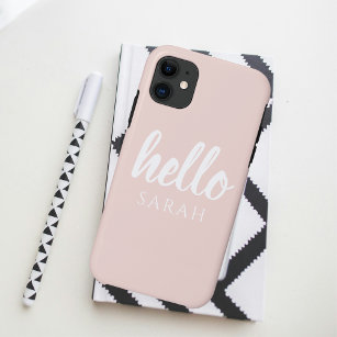 Modern Minimal Pastel Pink Hello And You Name Case-Mate iPhone 14 Case