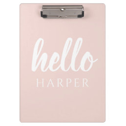 Modern Minimal Pastel Pink Hello And You Name Clipboard