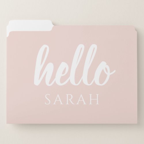 Modern Minimal Pastel Pink Hello And You Name File Folder