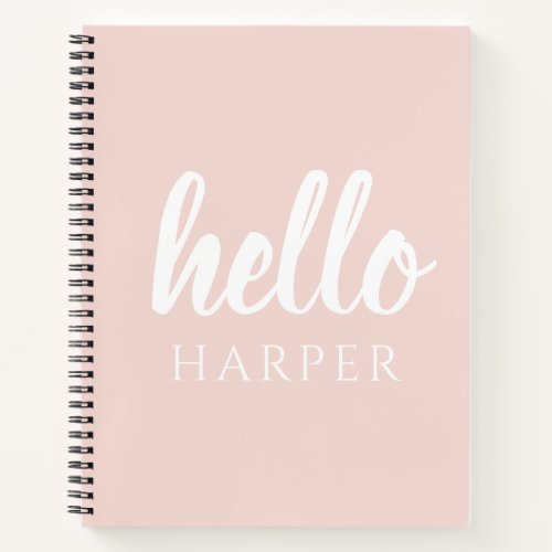 Modern Minimal Pastel Pink Hello And You Name Notebook