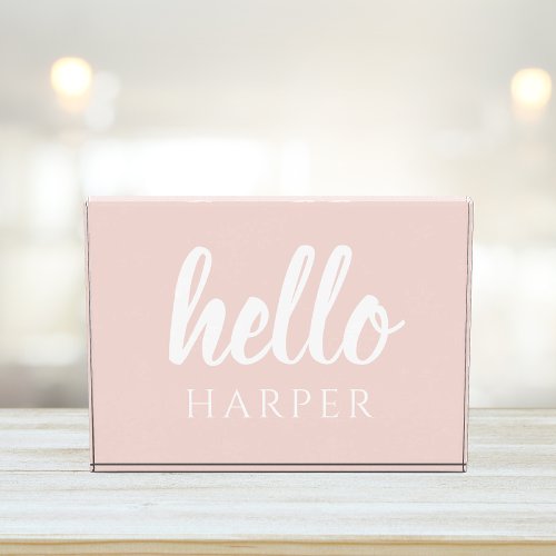 Modern Minimal Pastel Pink Hello And You Name Photo Block