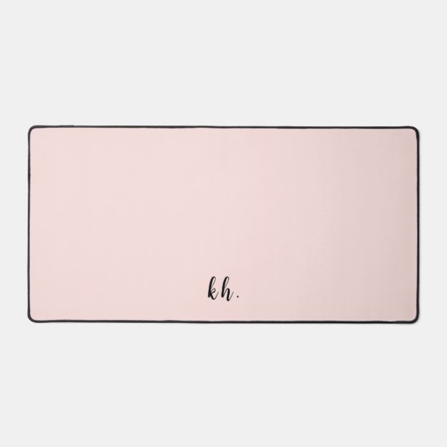 Modern Minimal Pastel Pink Monogrammed Initials  Desk Mat (Front)