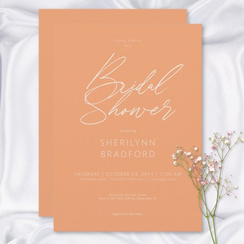 Modern Minimal Peach Bridal Shower Invitation