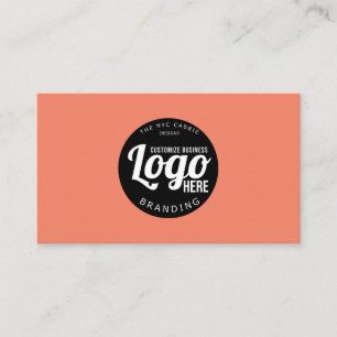 Modern Minimal Peach Custom Logo Business Card