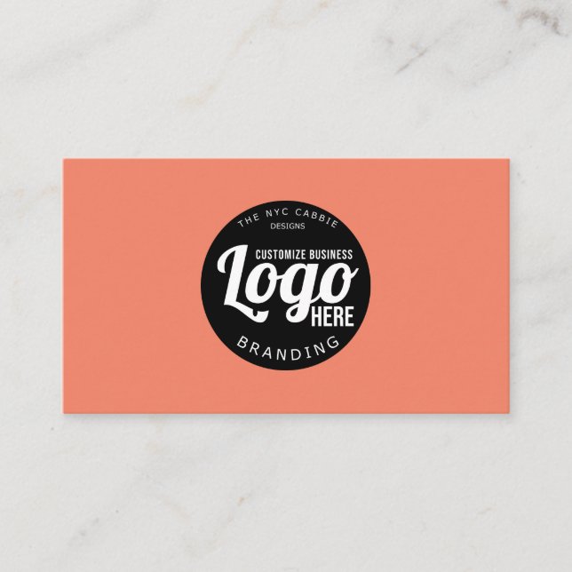 Modern Minimal Peach Custom Logo Business Card (Front)