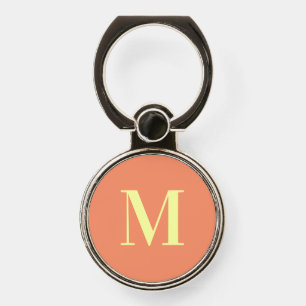 Modern Minimal Peach Monogrammed Initial Phone Ring Stand