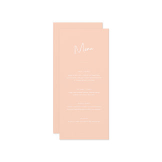 Modern Minimal Peach Script Wedding Menu