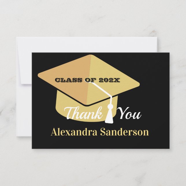 Modern Minimal Personalize School Class Graduation Thank You Card (Front)