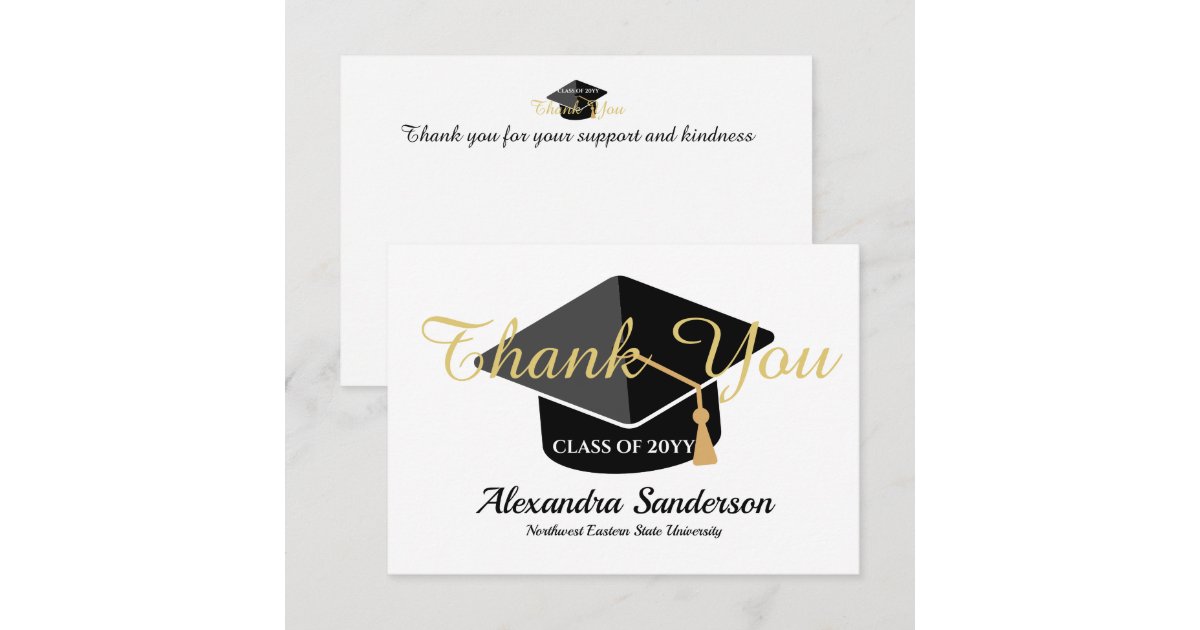 Modern Minimal Personalize School Class Graduation Thank You Card | Zazzle