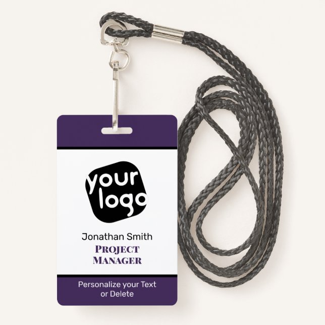    Modern Minimal Personalized Conference ID Badge (Front with Lanyard)