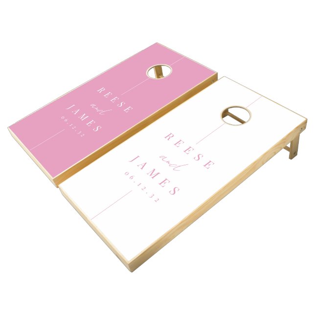 Modern Minimal Personalized Cornhole Set (Angled)