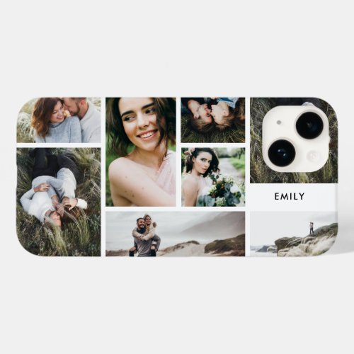 Modern minimal personalized family multi 7 photo Case_Mate iPhone 14 case