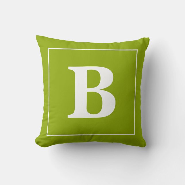 Modern Minimal Personalized Monogram Frame Throw Pillow (Front)