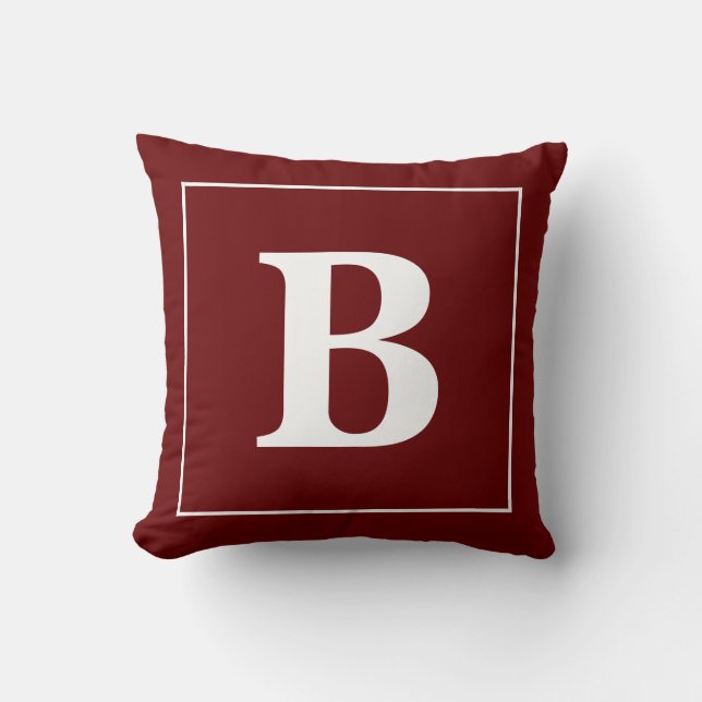 Modern Minimal Personalized Monogram Frame Throw Pillow (Front)