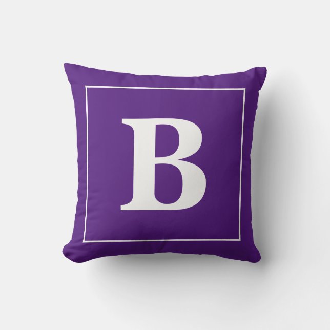 Modern Minimal Personalized Monogram Frame Throw Pillow (Front)