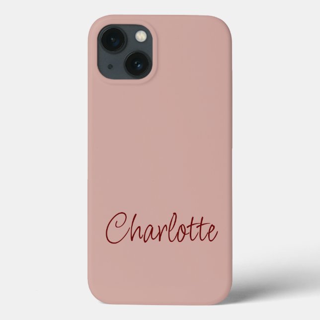 Modern Minimal Personalized Name Dusty Pink Case-Mate iPhone Case (Back)
