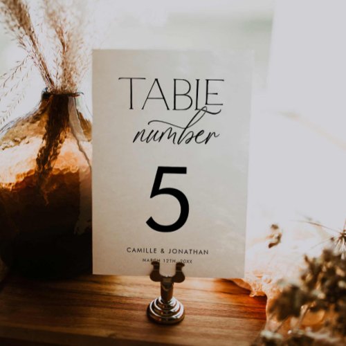 Modern Minimal Personalized Wedding Table Number