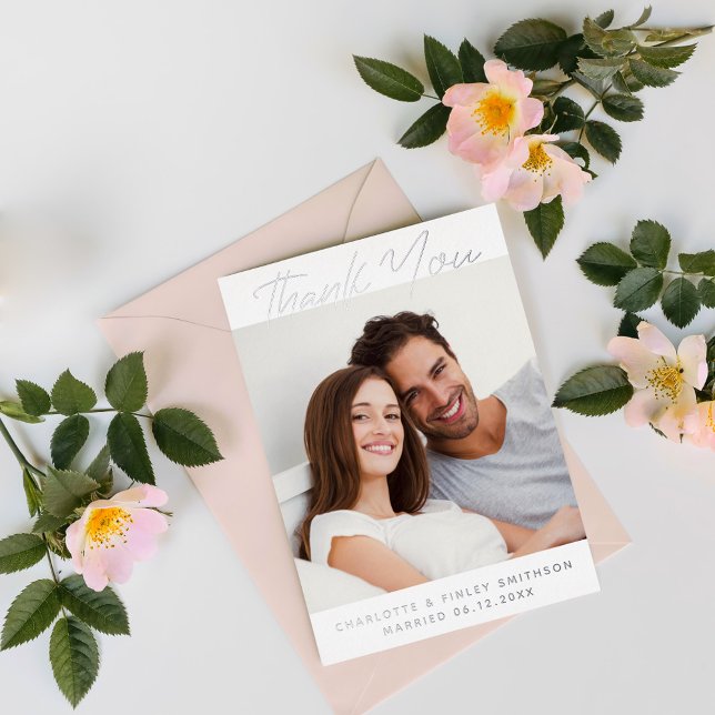    Modern & Minimal Personalized Wedding Thank You Foil Holiday Card (Creator Uploaded)