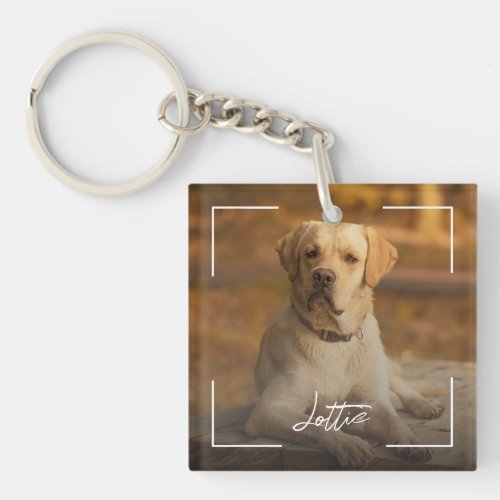 Modern Minimal Pet Photo Keychain