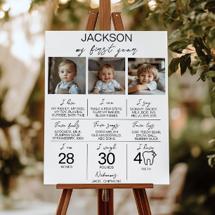 Modern Minimal Photo 1st Birthday Milestone Sign