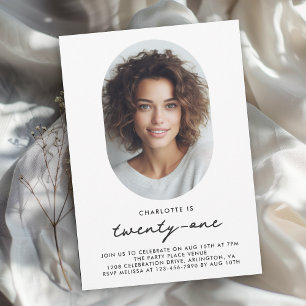 Modern Minimal Photo 21st Birthday Invitation