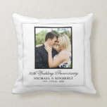 Modern Minimal Photo 25th Wedding Anniversary Throw Pillow<br><div class="desc">This 25th wedding anniversary throw pillow features a photo and elegant script text on a clean white background. Personalize this modern minimal silver anniversary gift with a photo of the couple and their names and wedding date.</div>