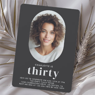 Modern Minimal Photo 30th Birthday Invitation
