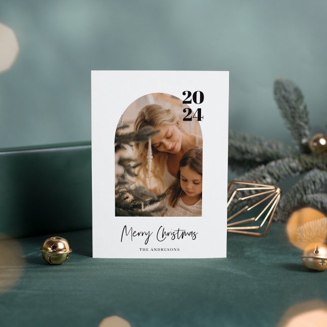 Modern Minimal Photo Arch Merry Christmas  Invitation (Creator Uploaded)