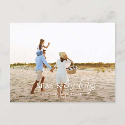 Modern minimal photo beach Christmas Holiday Card