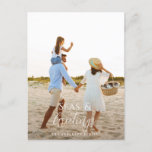 Modern minimal photo beach Christmas Holiday Card<br><div class="desc">stylish christmas card design featuring trendy mix of bold and script font,  space for your chosen photo on front with beach and sea graphic on reverse</div>