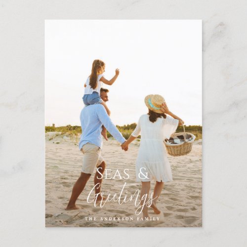 Modern minimal photo beach Christmas Holiday Card