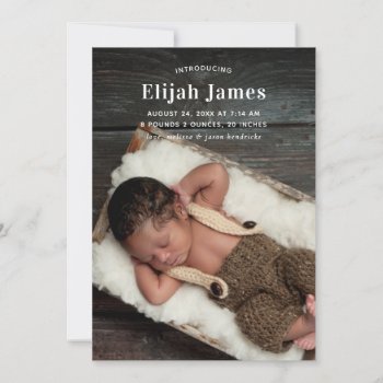 Modern Minimal Photo Birth Announcement by dulceevents at Zazzle