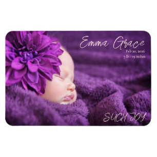 Modern Minimal Photo Birth Announcement Magnet