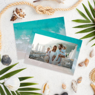 Modern minimal photo Christmas beach Holiday Card