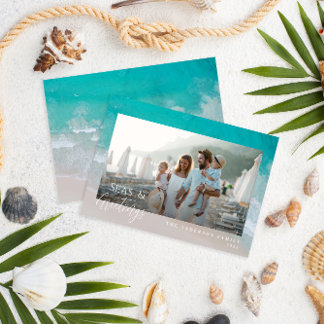 Modern minimal photo Christmas beach Holiday Card