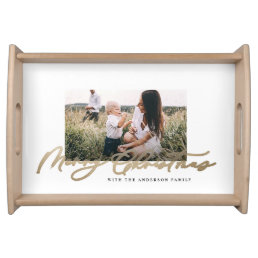 Modern minimal photo Christmas elegant holiday Serving Tray