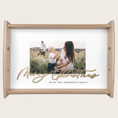 Modern minimal photo Christmas elegant holiday Serving Tray