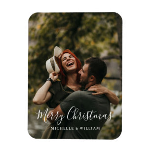 Modern Minimal Photo Christmas Script Magnet